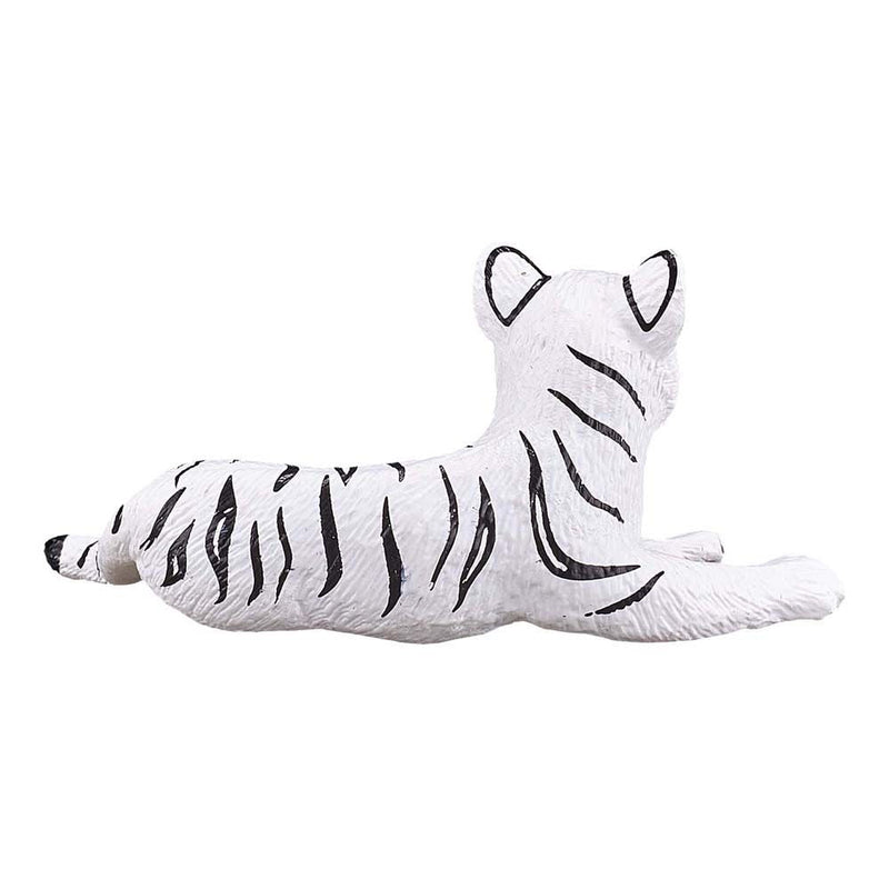 MOJO Wildlife & Woodland White Tiger Cub Lying Down Toy Figure, Black/White