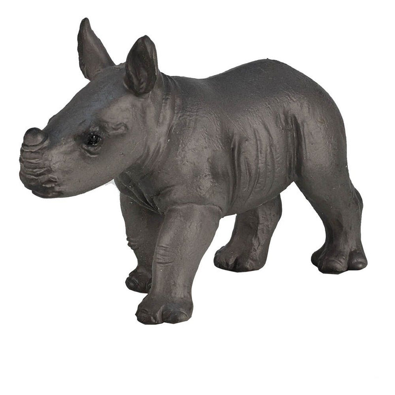 MOJO Wildlife & Woodland Rhino Baby Walking Toy Figure, Grey