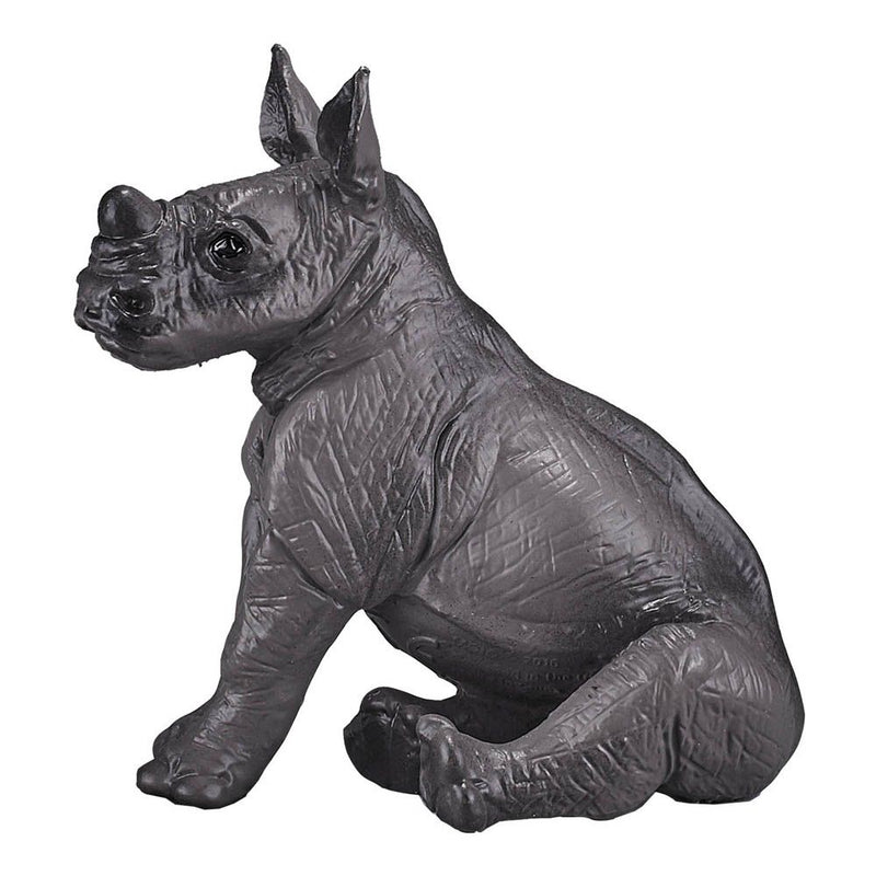 MOJO Wildlife & Woodland Rhino Baby Sitting Toy Figure, Grey