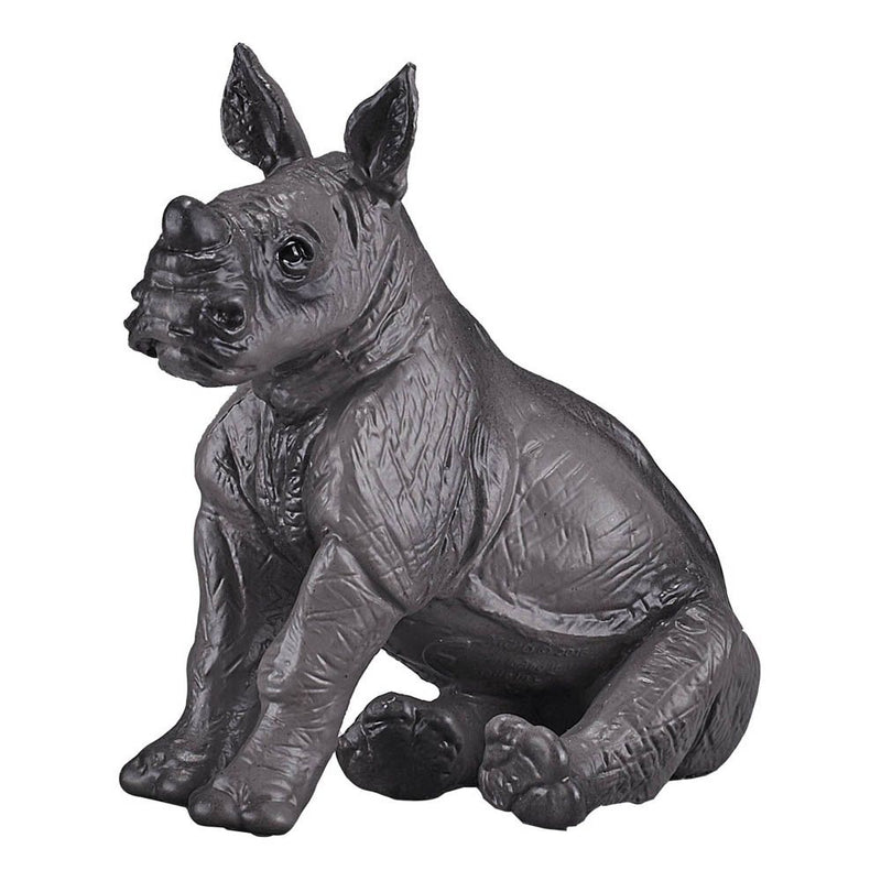 MOJO Wildlife & Woodland Rhino Baby Sitting Toy Figure, Grey