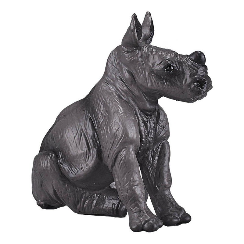 MOJO Wildlife & Woodland Rhino Baby Sitting Toy Figure, Grey