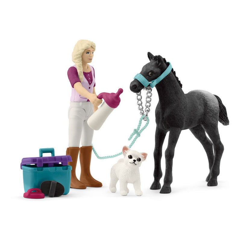 SCHLEICH Horse Club Horse Grooming with Appaloosa Foal Toy Playset