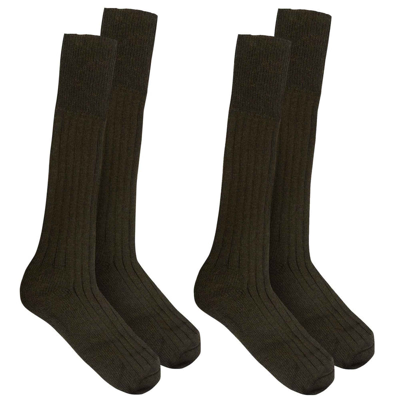 Pack of 2 Mens Heavy Duty Thermal Winter Boot Socks Warm Cotton Blend with Ankle and Arch Support Ideal for Outdoor Activities Hiking Camping Cold Weather UK 6-11 Black and Green Sock Stack
