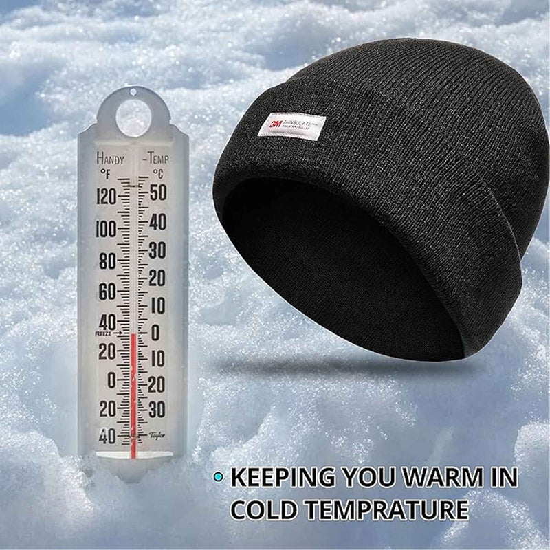 Pack of 2 Mens Winter Ski Beanie Hats with 3M Thinsulate Thermal Lining for Skiing Snowboarding Outdoor Activities Warm Breathable Moisture-Wicking Knit Caps by Sock Stack