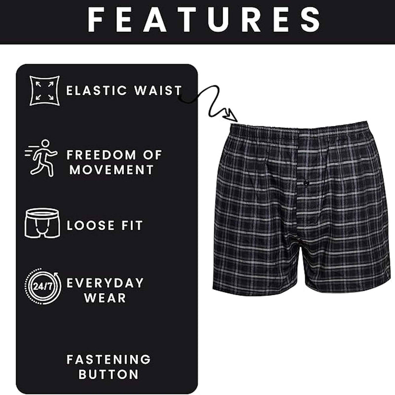 Pack of 6 Kids Loose Fit Woven Boxers Durable Cotton Blend with Elastic Waistband Sizes 5-13 Years Ideal for School Sports KB01 by Sock Stack