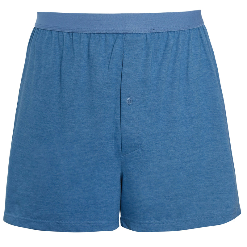 Pack of 6 Men’s Boxer Shorts Loose Fit Cotton Blend Jersey Underwear Super Soft Button Fly & Elastic Waistband by Sock Stack
