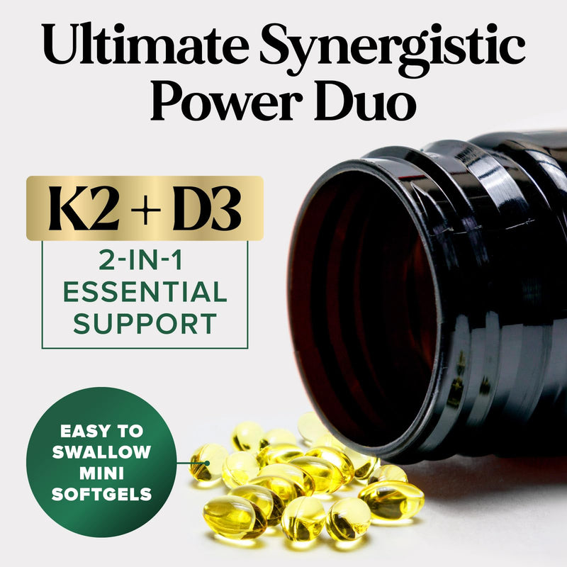 Vitamin D3 K2 5000 IU Plus with K2 MK-7 - 240 Softgels | Non-GMO