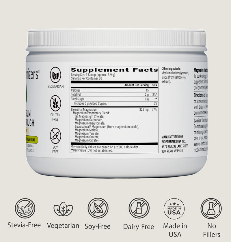 BIOptimizers Magnesium Breakthrough Drink - 8 Forms, Electrolytes, Unflavored