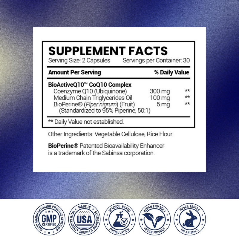 Research Verified CoQ10 – 250mg Pure CoQ10 with Bioperine, 180 Vegan Capsules | Enhanced Absorption