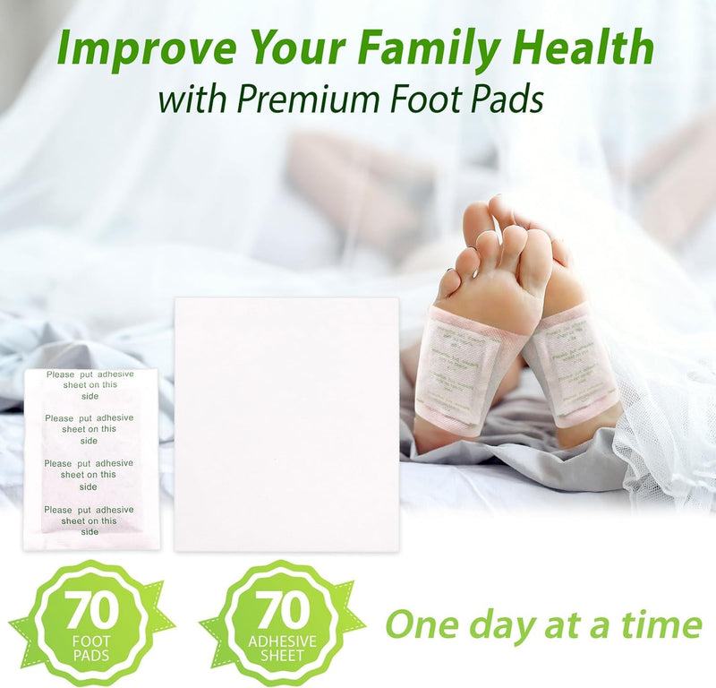 Natural Bamboo Charcoal Foot Pads (70 Pack) – Wormwood Sleep Aid & Stress Relief