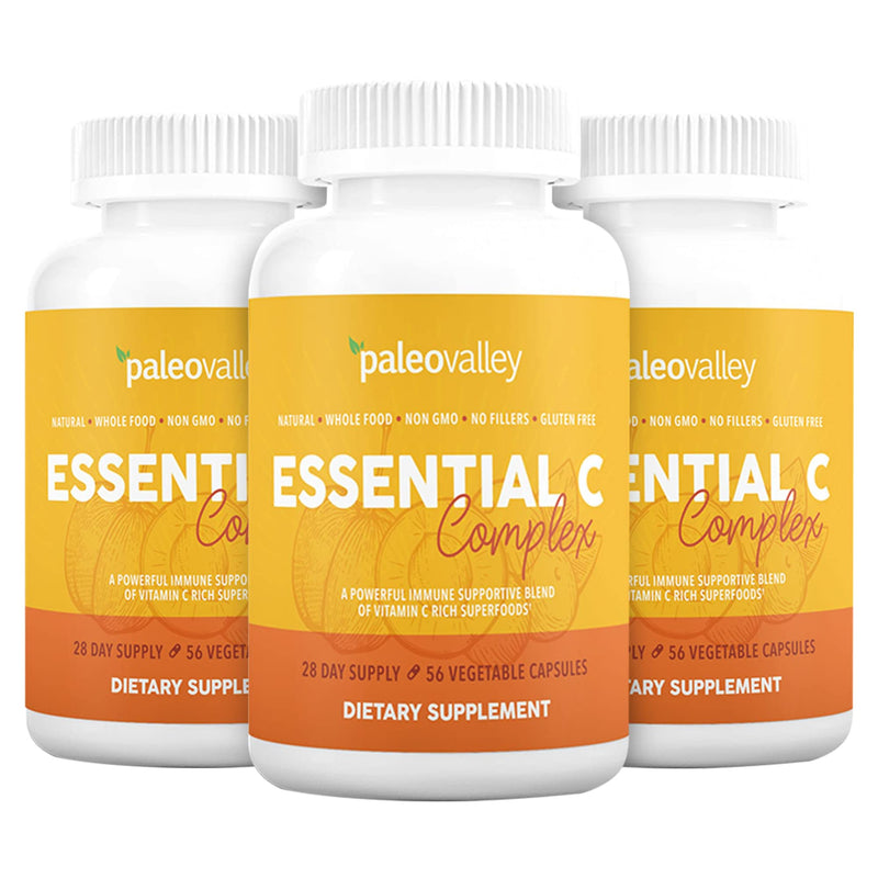 Paleovalley Essential C Complex — Organic Vitamin C for Immune Support | 3 Pack, 450 mg, USA Made