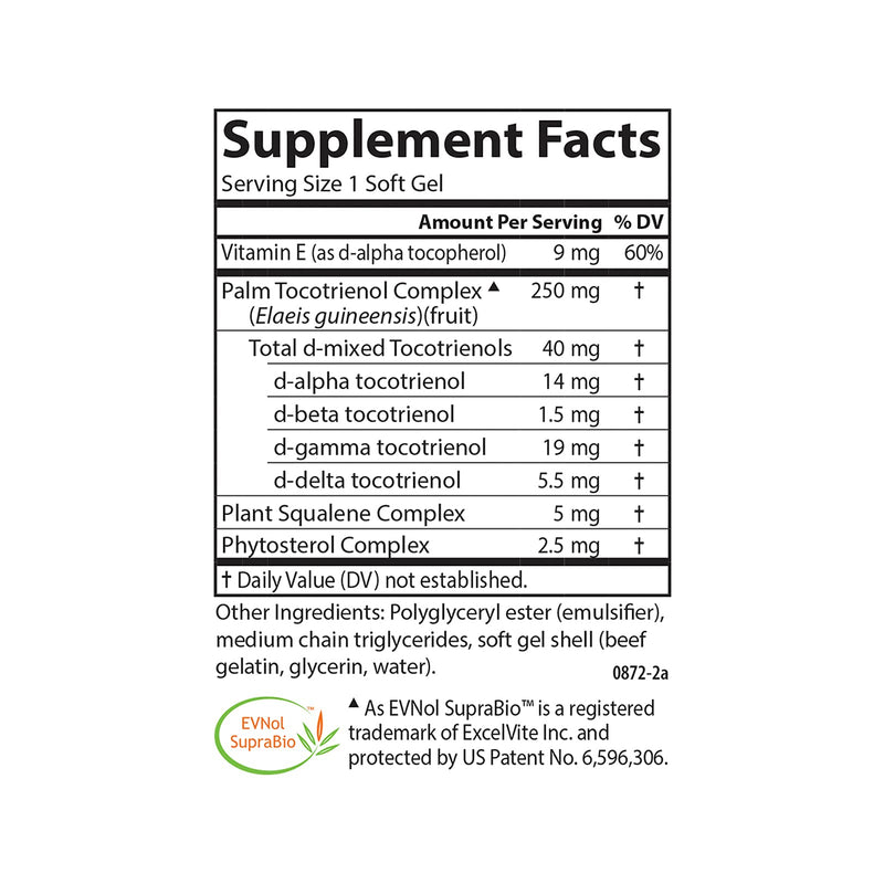 Carlson Tocomin SupraBio Full Spectrum Tocotrienol Complex - 120 Softgels | Non-GMO