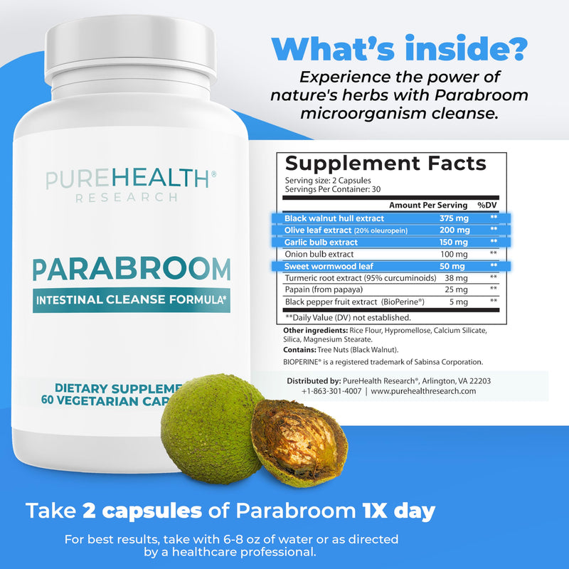 PUREHEALTH RESEARCH Parabroom – Gut Cleanse & Digestive Support – 60 Capsules
