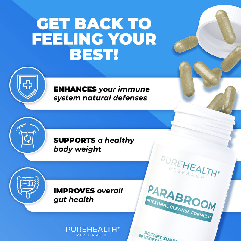PUREHEALTH RESEARCH Parabroom – Gut Cleanse & Digestive Support – 60 Capsules