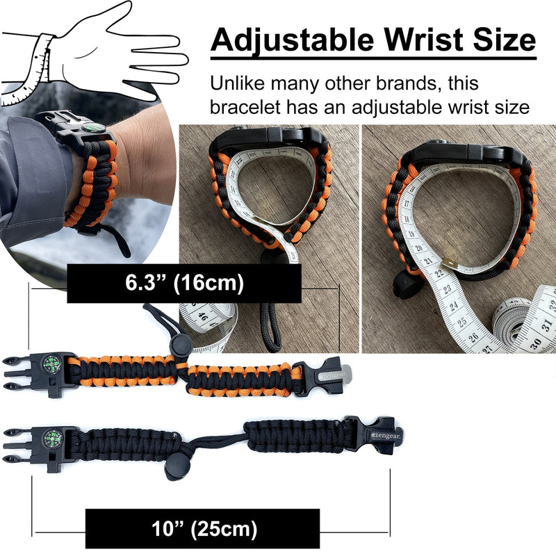 Paracord Survival Bracelet (2 Pack) | Flint & Steel Fire Starter, Whistle, Compass