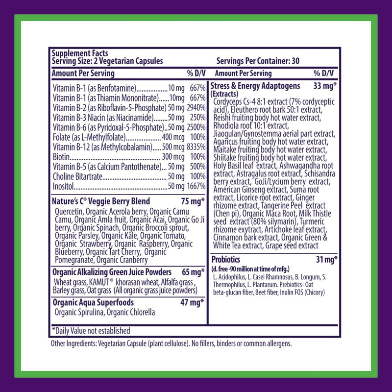 Paradise Herbs Earth's Blend B-Complex — Methylated B Vitamins + Superfoods, 60 Capsules