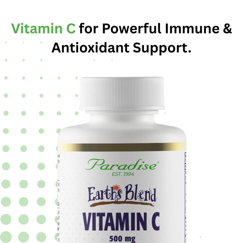 Paradise Earth's Blend Vitamin C with Adaptogens & Organic Greens | 90 Vegetarian Capsules