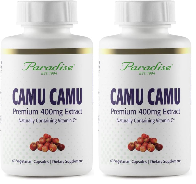 Paradise Herbs Organic Camu Camu Extract 400 mg – Vitamin C Rich, Pure & Potent, Gluten Free, Non-GMO, Vegan, 60 Capsules (Pack of 2)