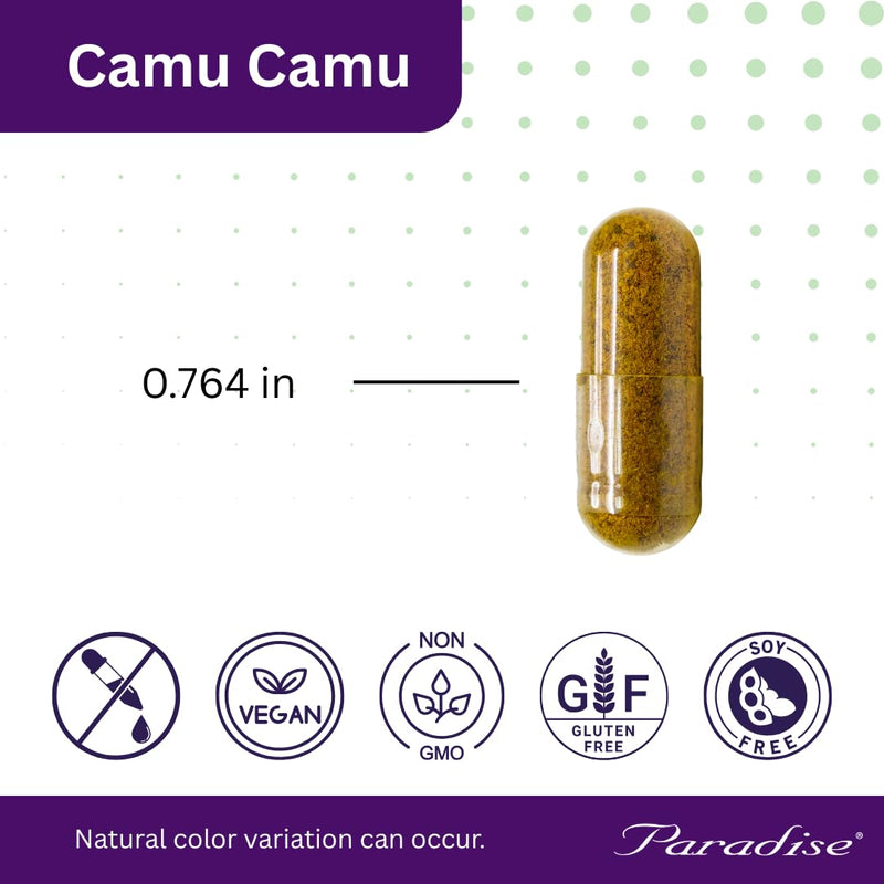 Paradise Herbs Organic Camu Camu Extract 400 mg – Vitamin C Rich, Pure & Potent, Gluten Free, Non-GMO, Vegan, 60 Capsules (Pack of 2)