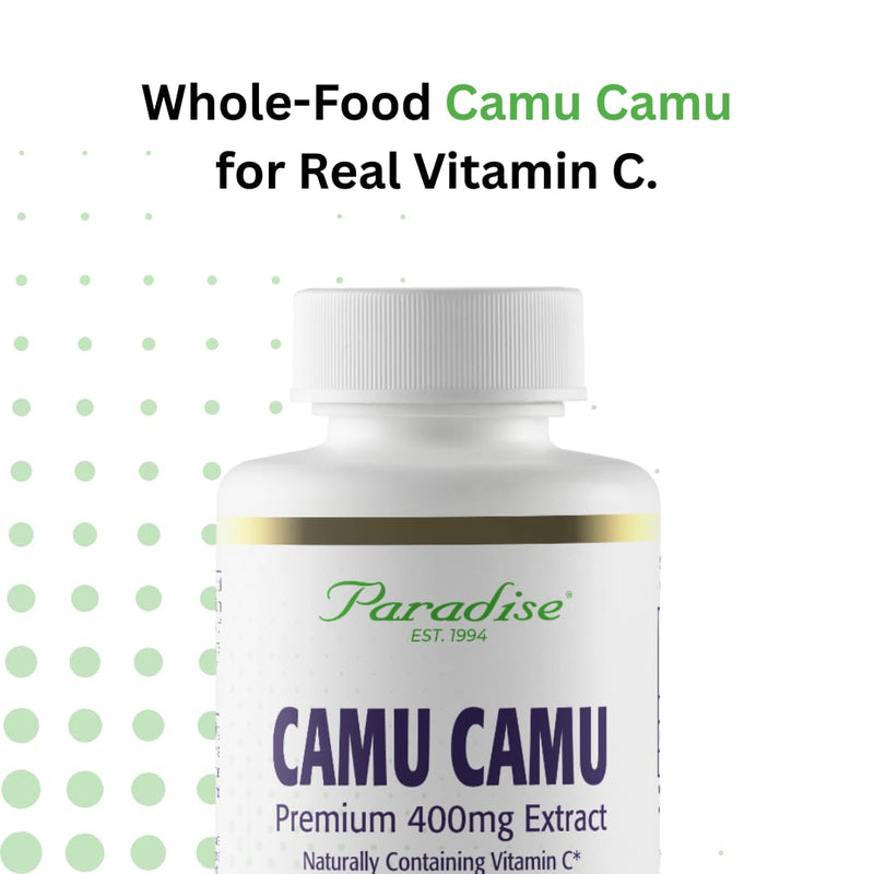 Paradise Herbs Organic Camu Camu Extract 400 mg – Vitamin C Rich, Pure & Potent, Gluten Free, Non-GMO, Vegan, 60 Capsules (Pack of 2)