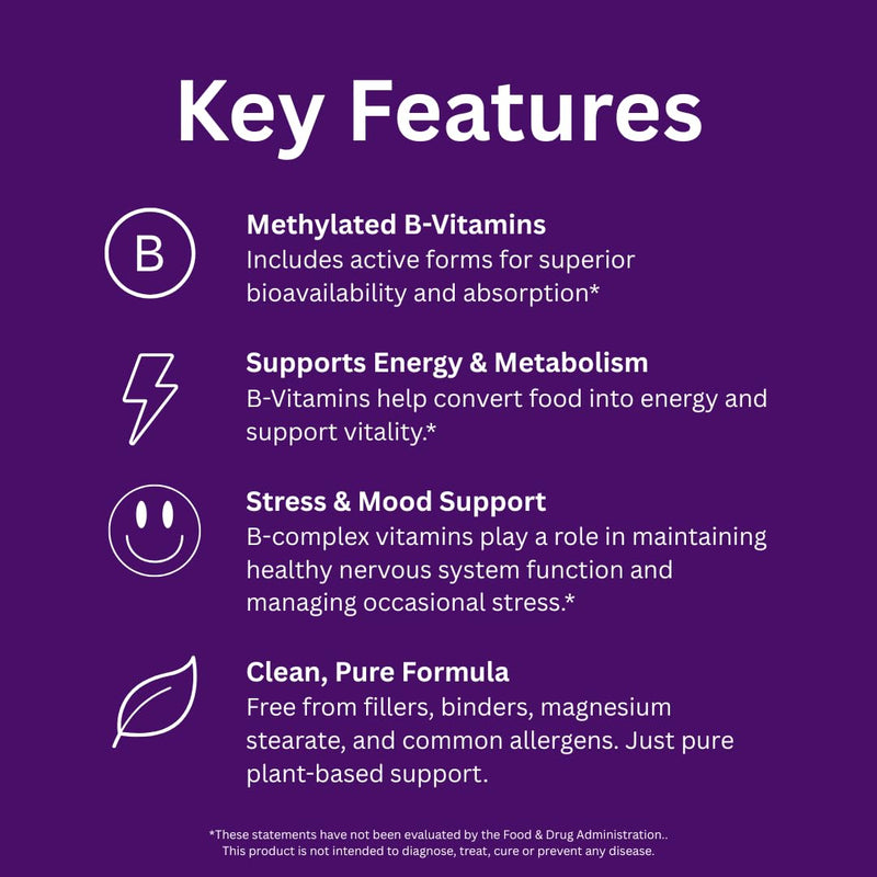 Paradise Herbs Earth's Blend B-Complex | Methylated B Vitamins + Superfoods (60 Caps, Pack of 2)