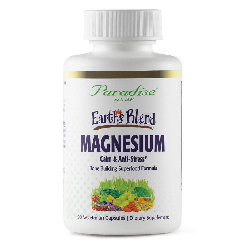 Paradise Herbs Earth's Blend Magnesium Supplement – Stress Relief, Sleep Support, Heart Health, Nerves & Muscles | Vegan, Non-GMO, Gluten Free, 90 Vegetarian Capsules