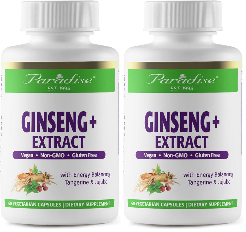 Paradise Herbs Ginseng Root Extract – Energy & Well-Being, Vegan, Non-GMO, Gluten Free, 60 Capsules (Pack of 2)