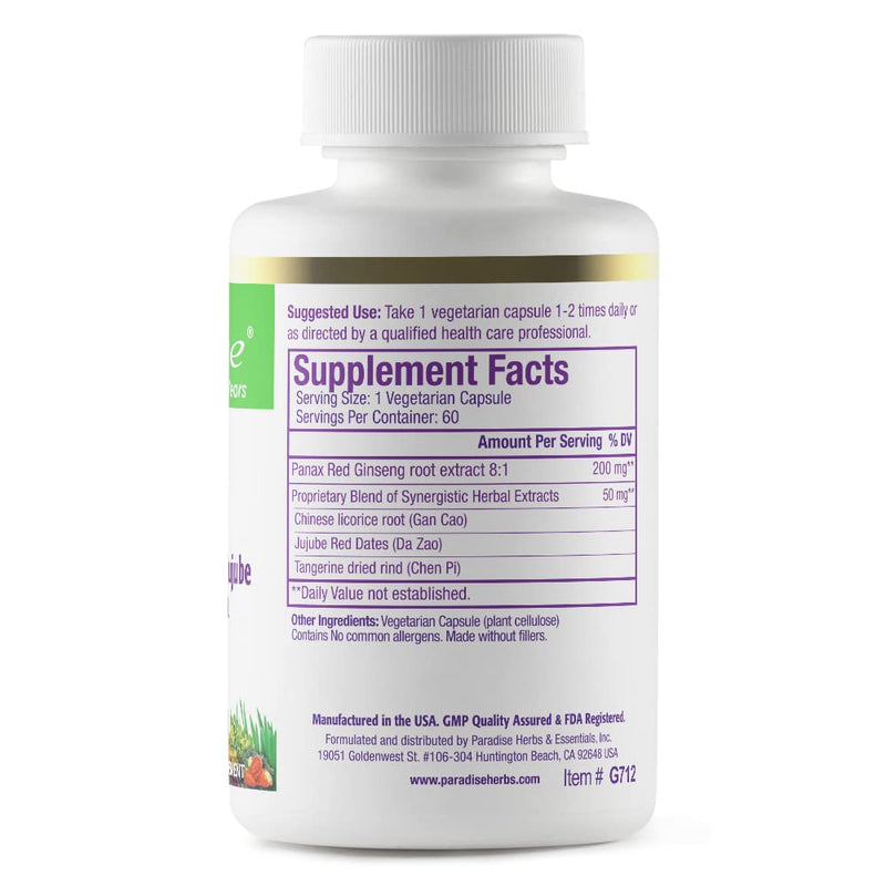 Paradise Herbs Ginseng Root Extract – Energy & Well-Being, Vegan, Non-GMO, Gluten Free, 60 Capsules (Pack of 2)