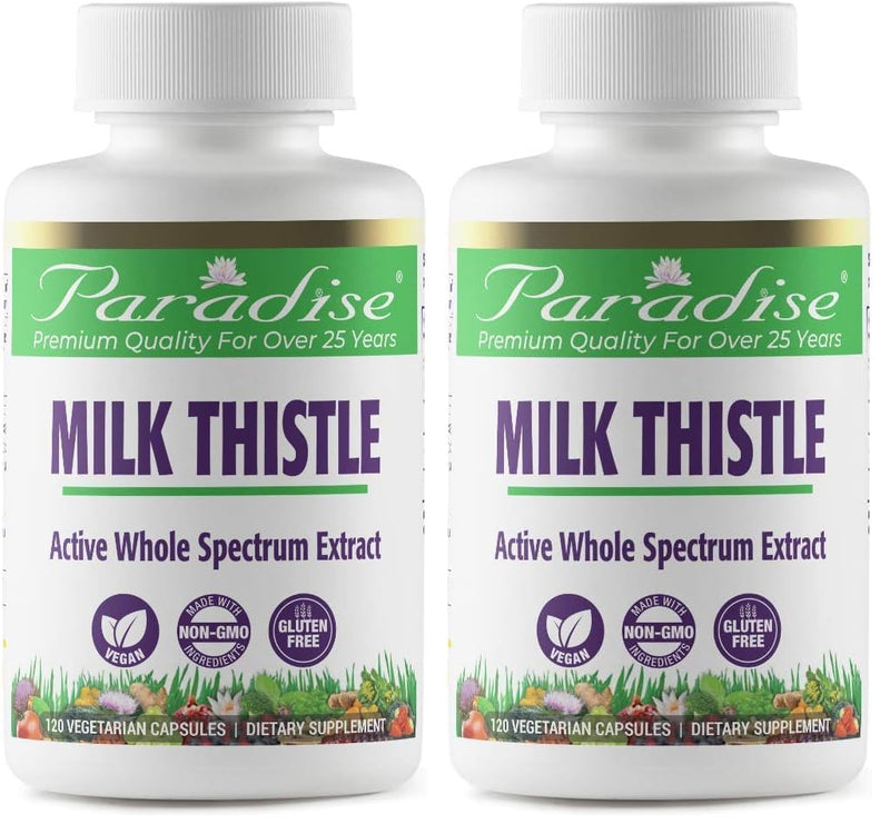 Paradise Herbs Milk Thistle – Active Whole Spectrum Extract, 120 Veg Capsules (Pack of 2)