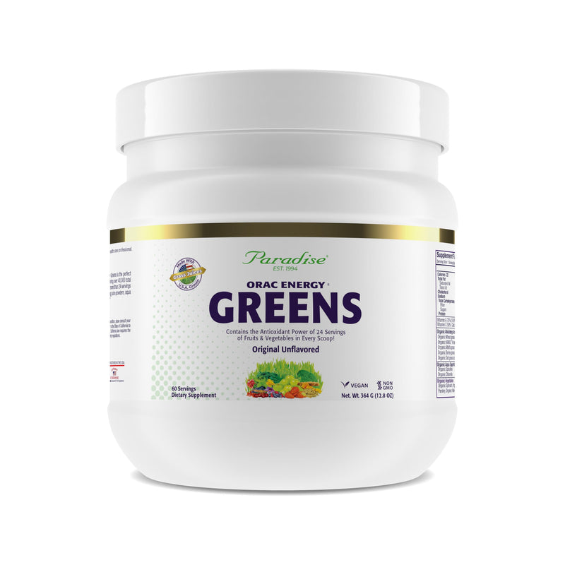 Paradise Herbs ORAC Energy Greens Powder Extract | Super Antioxidants & Probiotics for Gut Health | 60 Servings