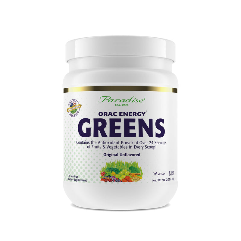 Paradise Herbs ORAC Energy Greens Powder — Antioxidant Power of 24 Fruits & Veggies in 1 Scoop | 120 Servings