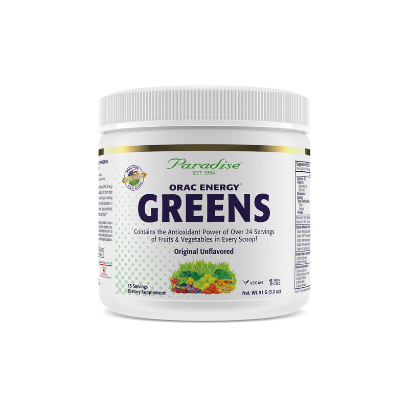 Paradise Herbs ORAC Energy Greens Powder | Antioxidant Power of 24 Fruits & Veggies per Scoop | 15 Servings