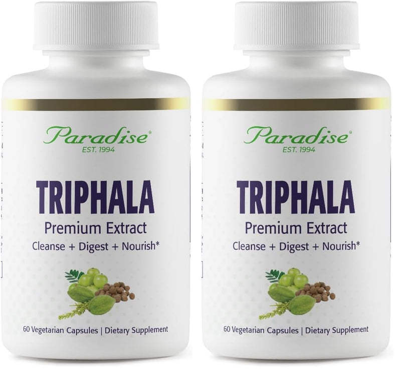 Paradise Herbs Organic Triphala Extract – Super Potent, Ultra Pure, Vegan, Non-GMO, Gluten Free | 60 Vegetarian Capsules (2-Pack)