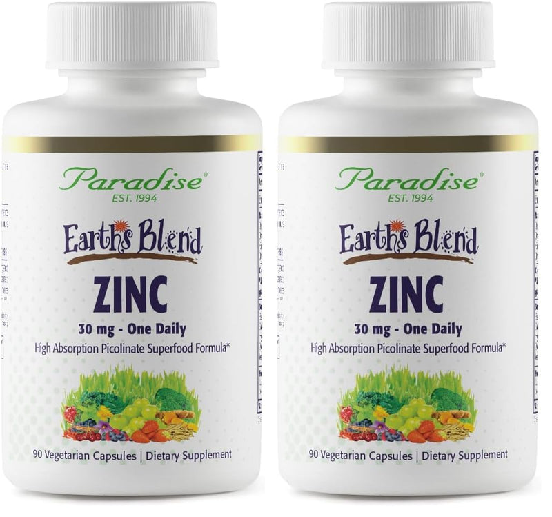 Paradise Herbs Zinc Picolinate with Natures C – Immune Support, 30 mg, 90 Capsules (Pack of 2) – Gluten Free, Non-GMO, Vegan
