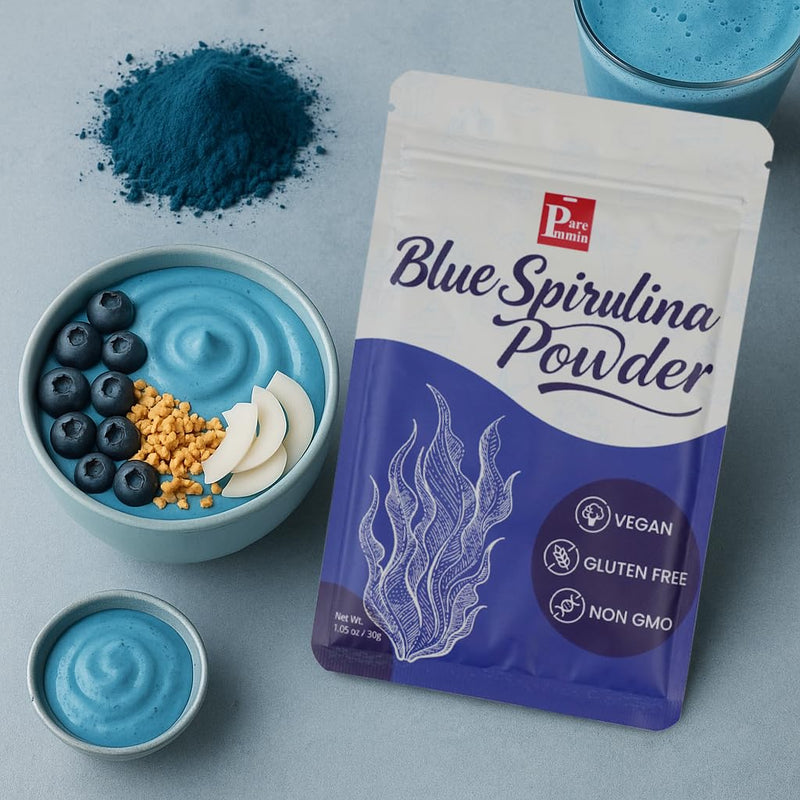 Paremmin Blue Spirulina Powder (Phycocyanin Extract) – 30g/1.05oz | 100% Pure Vegan Protein from Algae