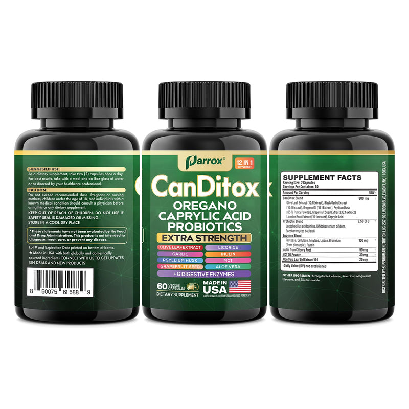 Parrox CanDitox Capsules – Botanical Digestive Support with Probiotics & Enzymes | 60 Capsules