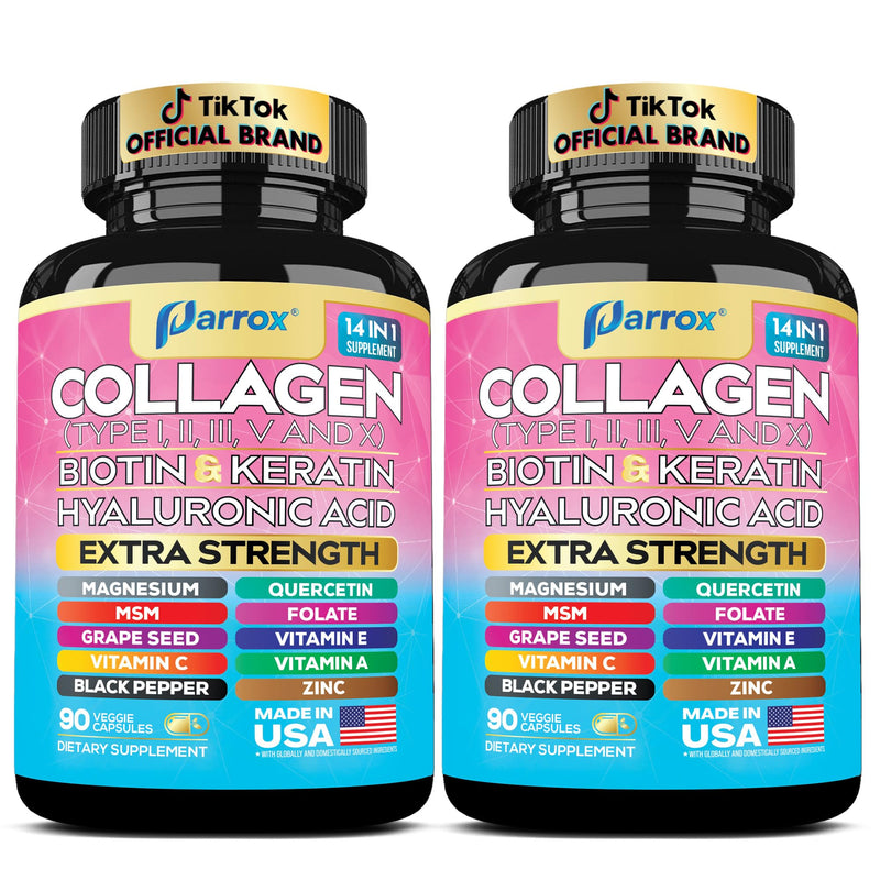 Parrox Collagen 2-Pack – 14-in-1 Beauty Capsule with Biotin, Keratin & Hyaluronic Acid