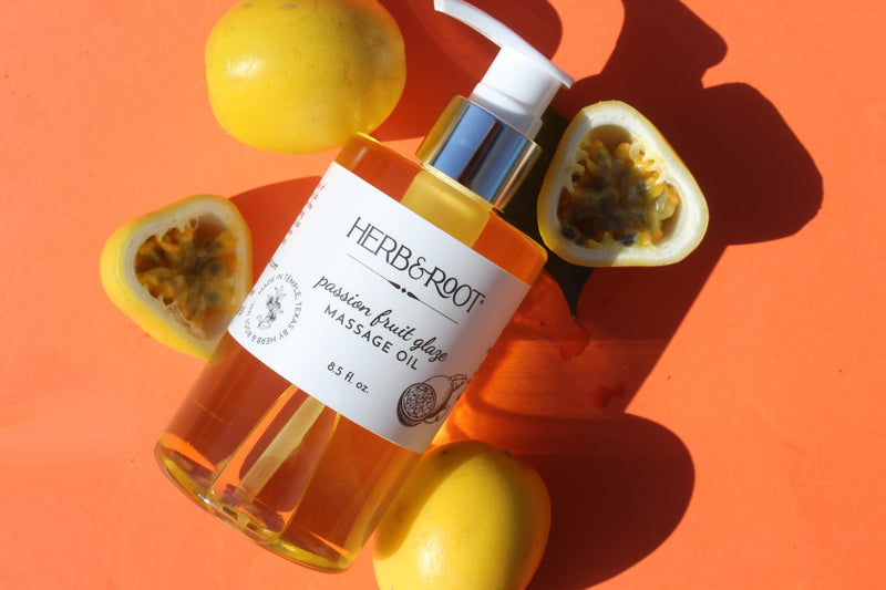 Passion Fruit Glaze Massage Oil, 8.5 oz | Tropical Maracuja Body Oil with Coconut & Sweet Almond Oils | Non-Sticky, Lightweight, Moisturizing Massage Oil & Gift