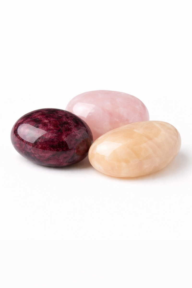 Vitality & Energy Boost Crystal Kit – Ruby, Rose Quartz & Peach Moonstone