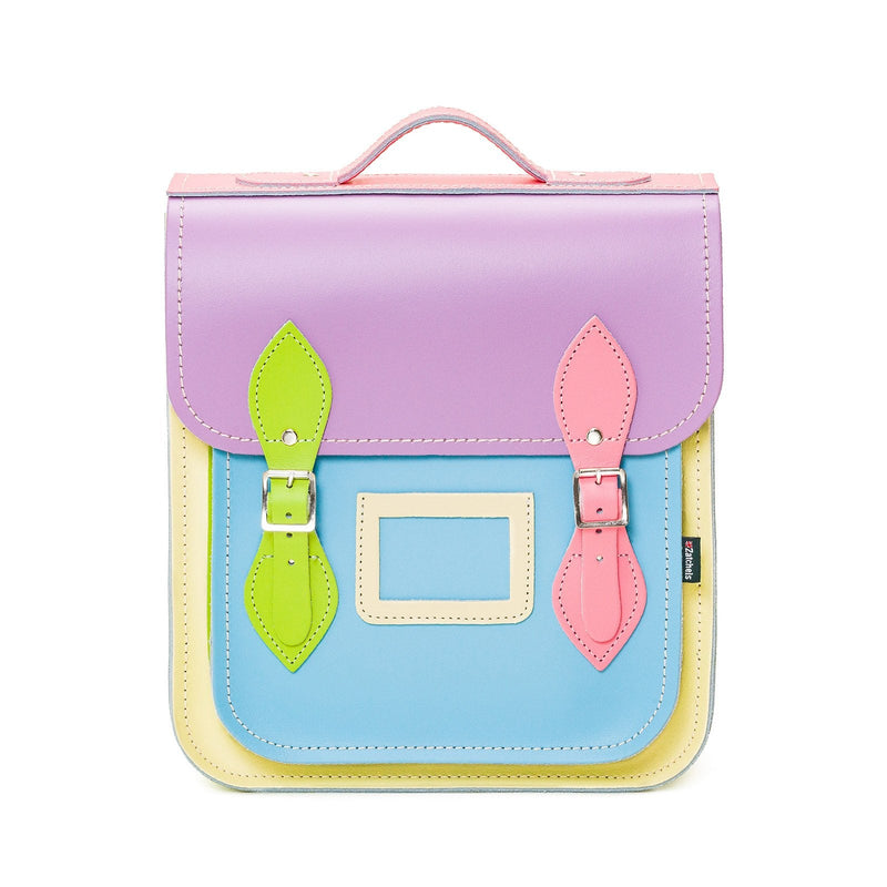 Handmade Leather City Backpack - Pastel Kaleidoscope