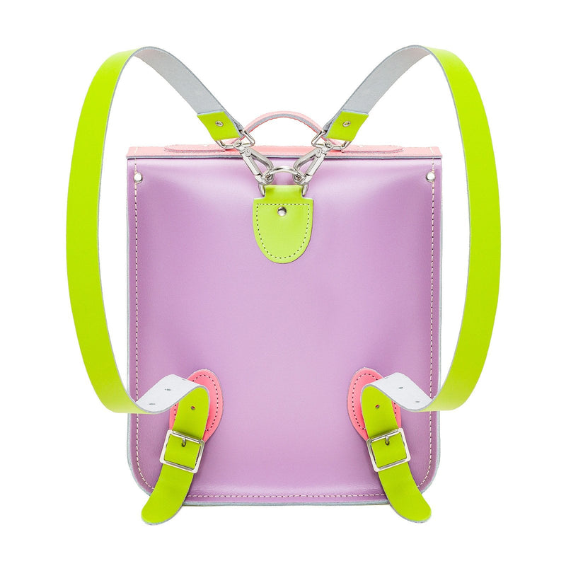 Handmade Leather City Backpack - Pastel Kaleidoscope