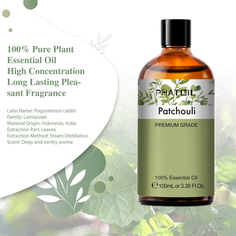 Patchouli Essential Oil 100ml – PHATOIL Pure Aromatherapy for Diffuser & DIY