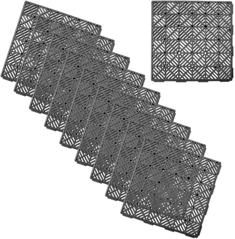 Grey Interlocking Decking Tiles 10 Pack Outdoor Patio Balcony Flooring