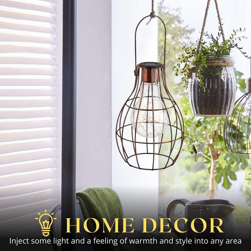 Solar Copper Firefly Lantern with LED Lights Hanging Garden Lantern