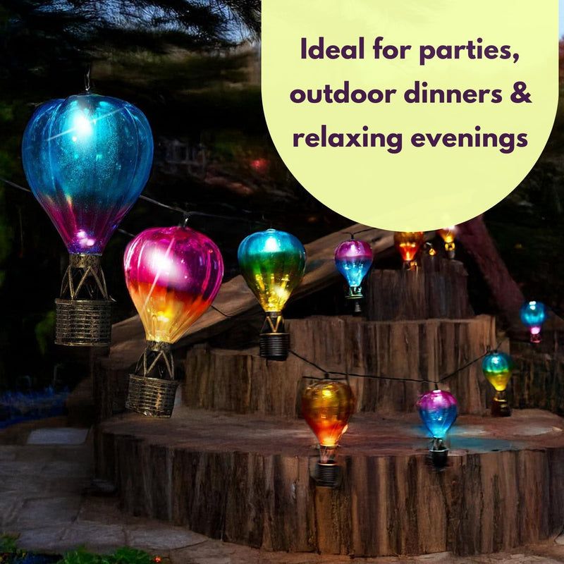 Solar Hot Air Balloon String Lights 4.7m Outdoor Waterproof LED Garland