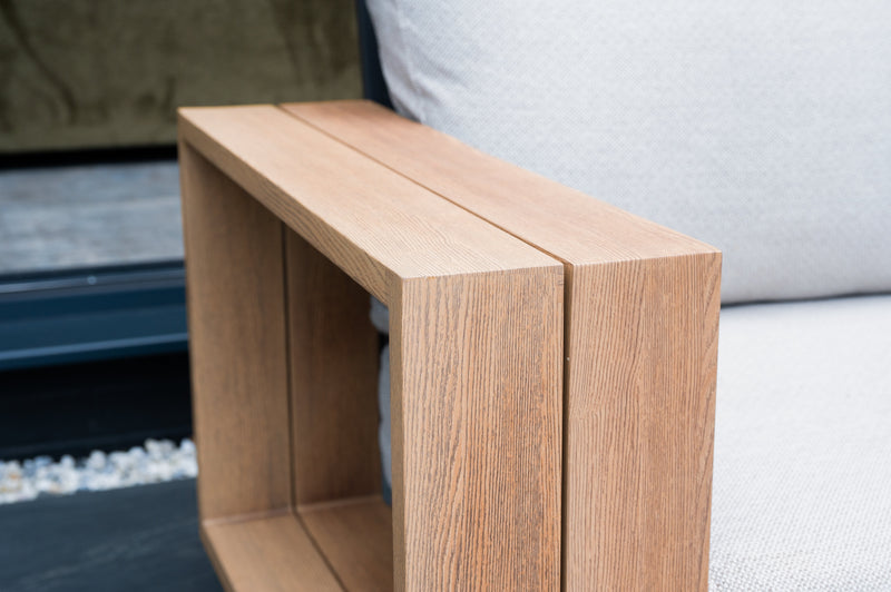 DARLINGTON - Woodlook Aluminium Corner Set with Coffee Table