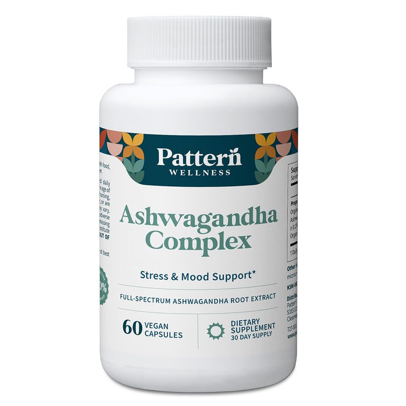 Pattern Wellness Ashwagandha Complex – Organic KSM-66 & Black Pepper for Stress & Energy
