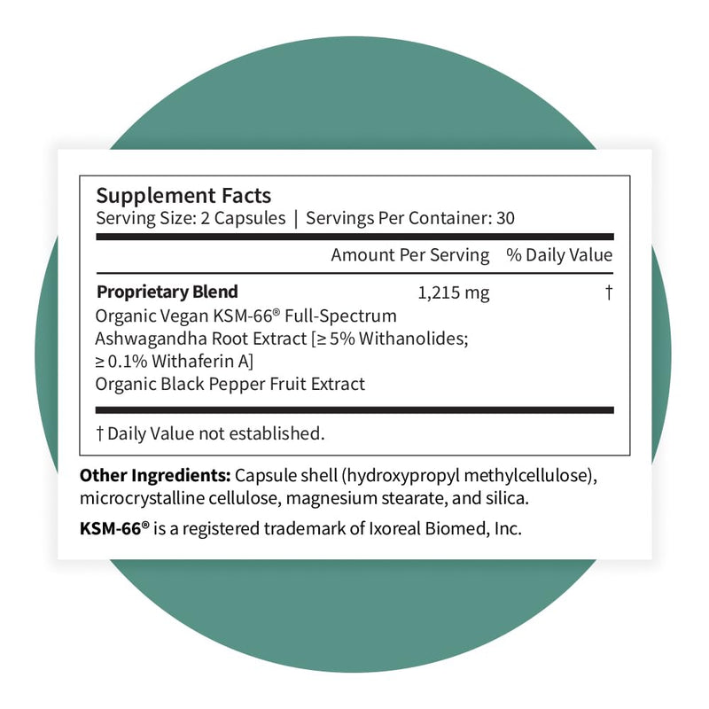Pattern Wellness Ashwagandha Complex - Organic KSM-66 & Black Pepper - Stress Response & Energy Balance - 360 Vegan Capsules