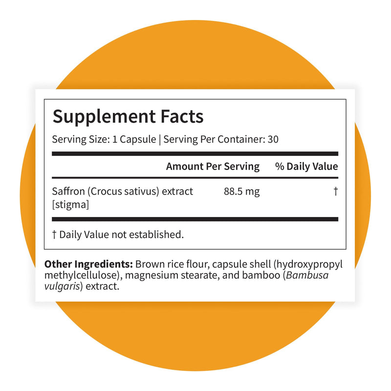 Pattern Wellness Saffron Extract – Mood & Wellness Support | 88.5 mg Saffron Supplement | Non-GMO & Gluten-Free – 30 Vegetable Capsules
