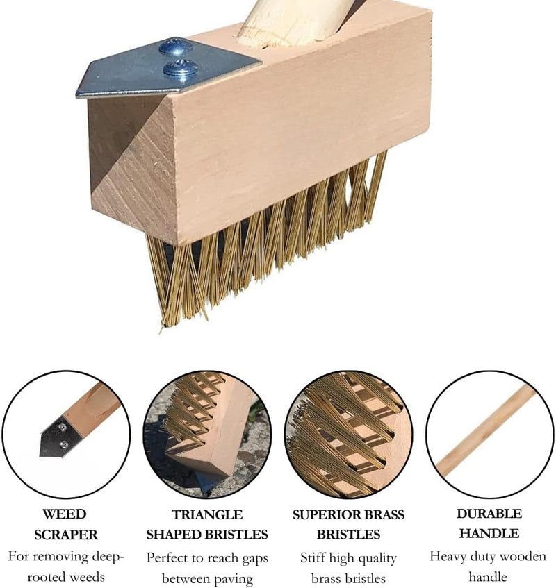 Patio Weed Remover Wire Brush with Scraper for Paving